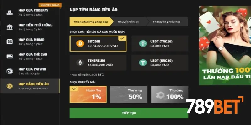 Quy trình nạp tiền 789bet chi tiết từng bước